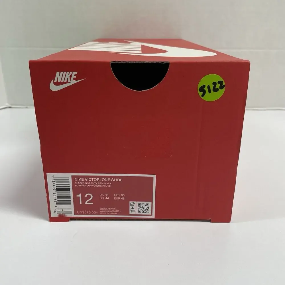 Nike Victori One Slides Black Red CN9675 004 Size 12 Sandal Summer House Slipper